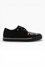 Black TUK Footwear Black Pointed Creeper Sneaker Leopard Canvas Shoes, Image 1 of 8