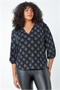 Silver Curve Glitter Sparkle Tunic Top, Image 3 of 6