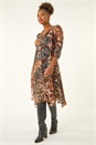 Brown Animal Print Hanky Hem Dress, Image 1 of 5