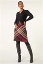 Red Check Print Stretch Pencil Skirt, Image 3 of 5