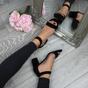 Black AJVANI Black Mid Block Heel Ankle Strap Sandals, Image 5 of 6