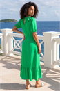 Green Dusk Frill Collar Detail Midi Dress, Image 2 of 4