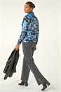 Blue Floral Print Cowl Neck Top, Image 3 of 5