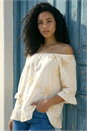 Ivory Floral Embroidered Bardot Top, Image 1 of 4