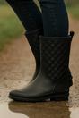 Black Waterproof Wellingtons Quilted Ankle Boots Wellies, Image 2 of 6