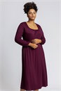 Aubergine Curve Long Sleeve Jersey Midi Dress, Image 1 of 4