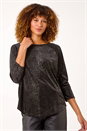 Black Foil Spot Print Velvet Top, Image 5 of 6