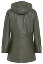 Green Leather Parka Hooded Trench Coat-Emilia, Image 5 of 8