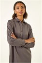 Grey Buttoned Collar Midi Dress, Image 4 of 5