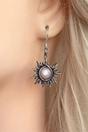 Silver The Colourful Aura Silver Sun and Half Moon Moonstone Wire-Wrapped Boho Dangle Hook Earrings, Image 2 of 4