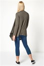Khaki Waterfall Front Jersey Cardigan, Image 3 of 5