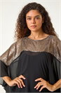 Bronze Sequin Yoke Frilled Tunic Top, Image 2 of 5