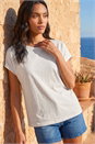 White Lace Back Jersey Stretch Top, Image 2 of 4