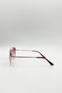 Pink Aviator Style Square Frame Sunglasses in Gold Pink, Image 4 of 4