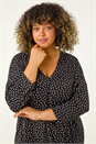Black Curve V-Neck Spot Print Tunic, Image 4 of 5