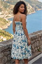Blue Petite Floral Strappy Bubble Hem Dress, Image 3 of 4
