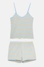 Light Blue "Cornish" Bamboo Lace Camisole Short Pyjama Set, Image 4 of 6