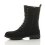 Black Lace Up Buckles Military Biker Ankle Boots, Image 3 of 6