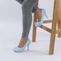 Light Blue Mid High Heel Court Shoes, Image 5 of 6