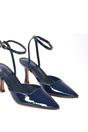 Navy 'Tori' Pointed Toe Stiletto Heels With Ankle Strap, Image 6 of 6