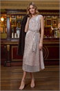 Silver Sequin Pleated Midi Dress, Image 7 of 8