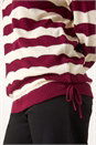 Wine Striped Scallop Cotton Blend Tie Jumper, Image 5 of 5
