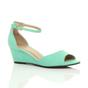 Mint AJVANI Mint Mid Wedge Heel Ankle Strap Sandals, Image 1 of 6