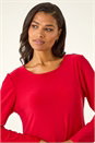 Red Sequin Hem Tunic Stretch Top, Image 4 of 5