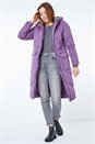 Purple Longline Quilted Coat , Image 2 of 5