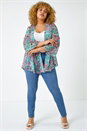 Green Curve Paisley Print Chiffon Kimono, Image 2 of 5