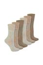 Beige 6 Pack Ladies Non Elastic Bamboo Diabetic Socks, Image 1 of 5