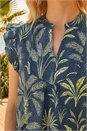  Textured Palm Print Frilled Top, Image 4 of 4