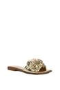 Gold XY LONDON Gold Flat Slip On Slider Sandals With Floral Detail, Image 2 of 6