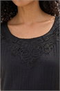 Black Cotton Trim Detail Mini Dress, Image 4 of 4