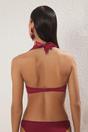 Burgundy Strapless Bandeau Bikini Top with Halterneck Support Strap, Image 4 of 4