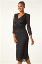 Black Corded Lace Midi Dress, Image 1 of 5