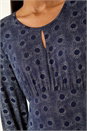 Navy  Spot Print Keyhole Midi Dress, Image 5 of 5