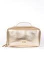 Gold Metallic Faux Leather Vanity Case Makeup Bag, Image 1 of 1
