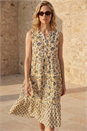Ivory  Floral Contrast Collared Swing Dress, Image 2 of 4