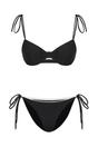 Black Underwired Balconette Tie Side Bikini Set with Strappy Detail, Image 3 of 4