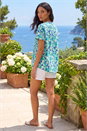 Green Abstract Print Stretch Tunic Top, Image 3 of 4