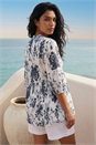 Blue Floral Print Notch Neck Top, Image 3 of 4