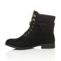 Black Lace Up Knitted Collar Biker Ankle Boots, Image 3 of 6