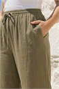 Khaki Curve Linen Blend Trousers, Image 4 of 4