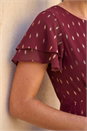 Wine Petite Foil Frill Dress, Image 4 of 4