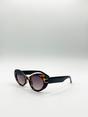 Brown Oval Cat-Eye Sunglasses in Tortoise, Image 3 of 6