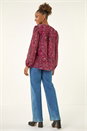 Red Paisley Print Zip Front Top, Image 3 of 5