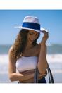 Navy Zina - Straw Fedora with Contrast Satin Band - Navy, Image 1 of 1
