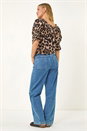 Natural  Animal Print Key Hole Bardot, Image 3 of 5