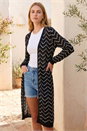 Black Zig Zag Longline Cardigan, Image 1 of 4